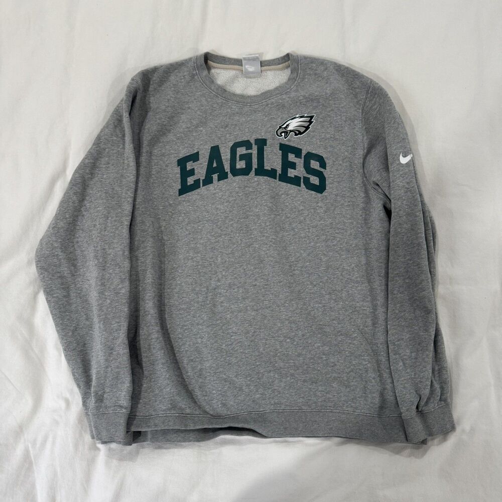 NIKE CLUB PHILADELPHIA EAGLES MENS GREY LONG SLEEVE CREW SWEATSHIRT Size 2XL